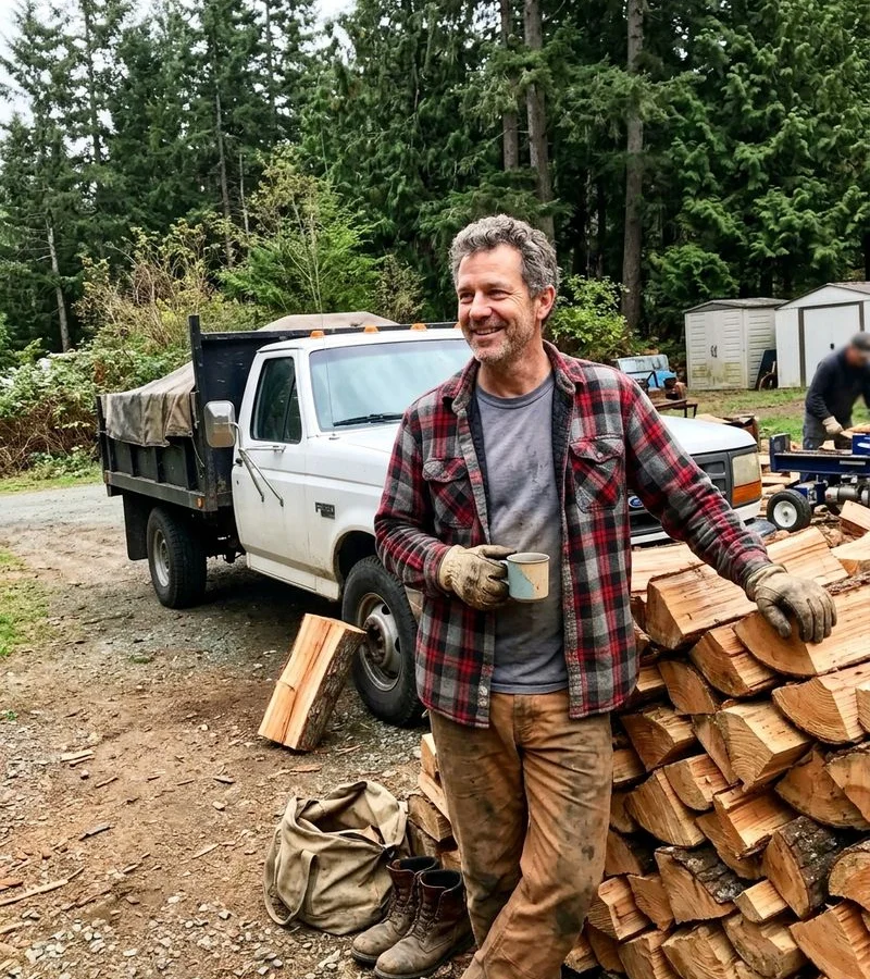 Saanich Firewood team member at work